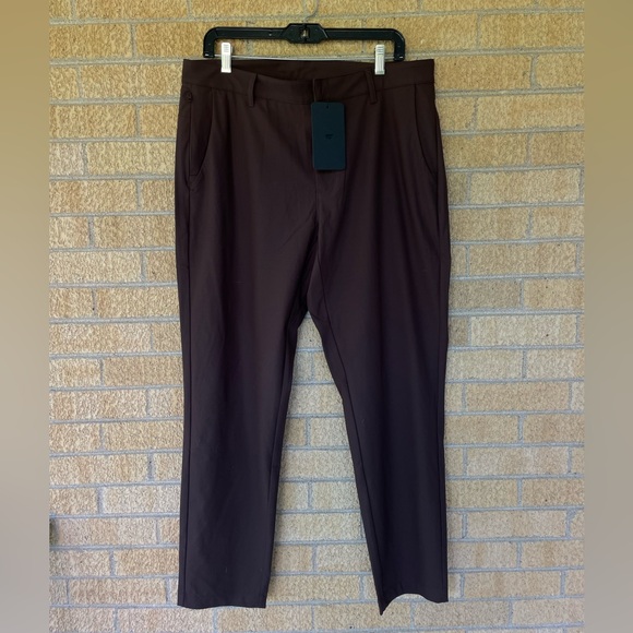 NWT Fabletics The Don Trouser Classic Fit Brown Pants Tailored Flat Front Design - Picture 5 of 9